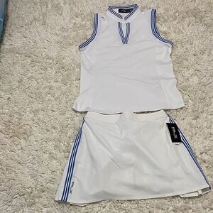 Ralph Lauren , RLX White and Blue Tennis Outfit top size med skirt size sm NWT ¥